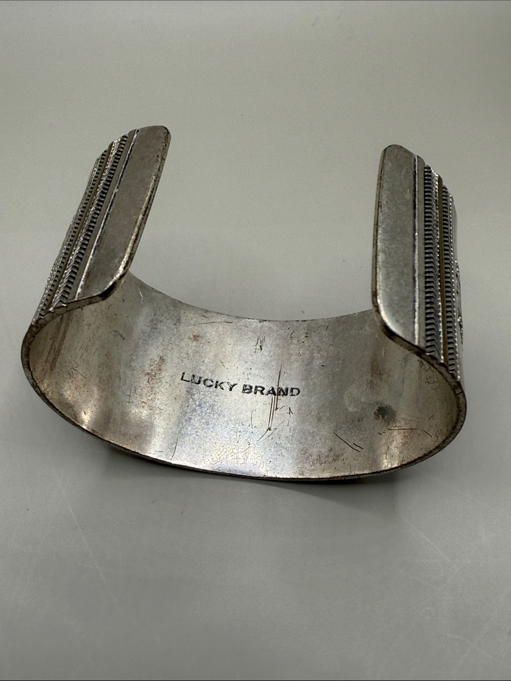 Lucky Brand VTG Silver Brass Boho Cuff Bracelet Retro Geometric SW Bracelet - Picture 2 of 7